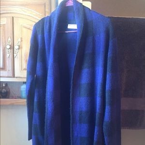 Checkered shawl sweater